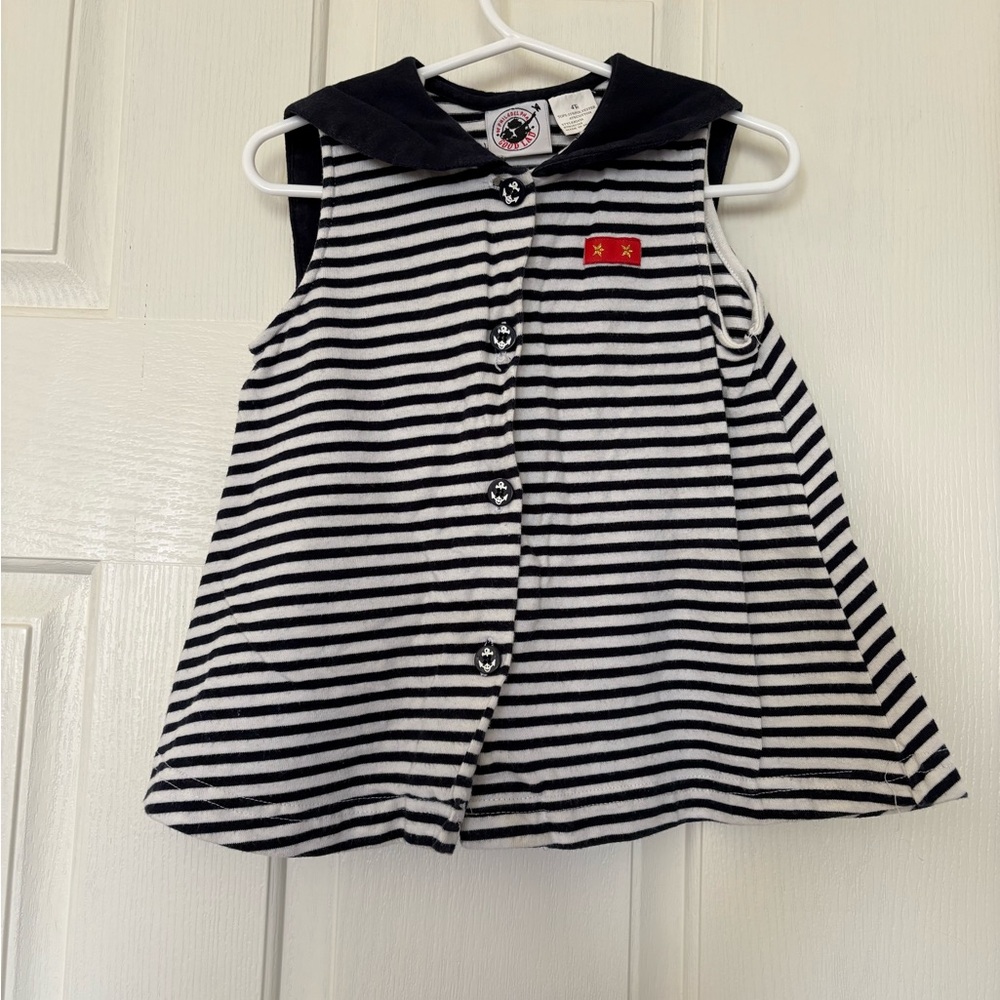 Good Lad of Philadelphia Striped navy & white Sleeveless Nautical Dress 4T